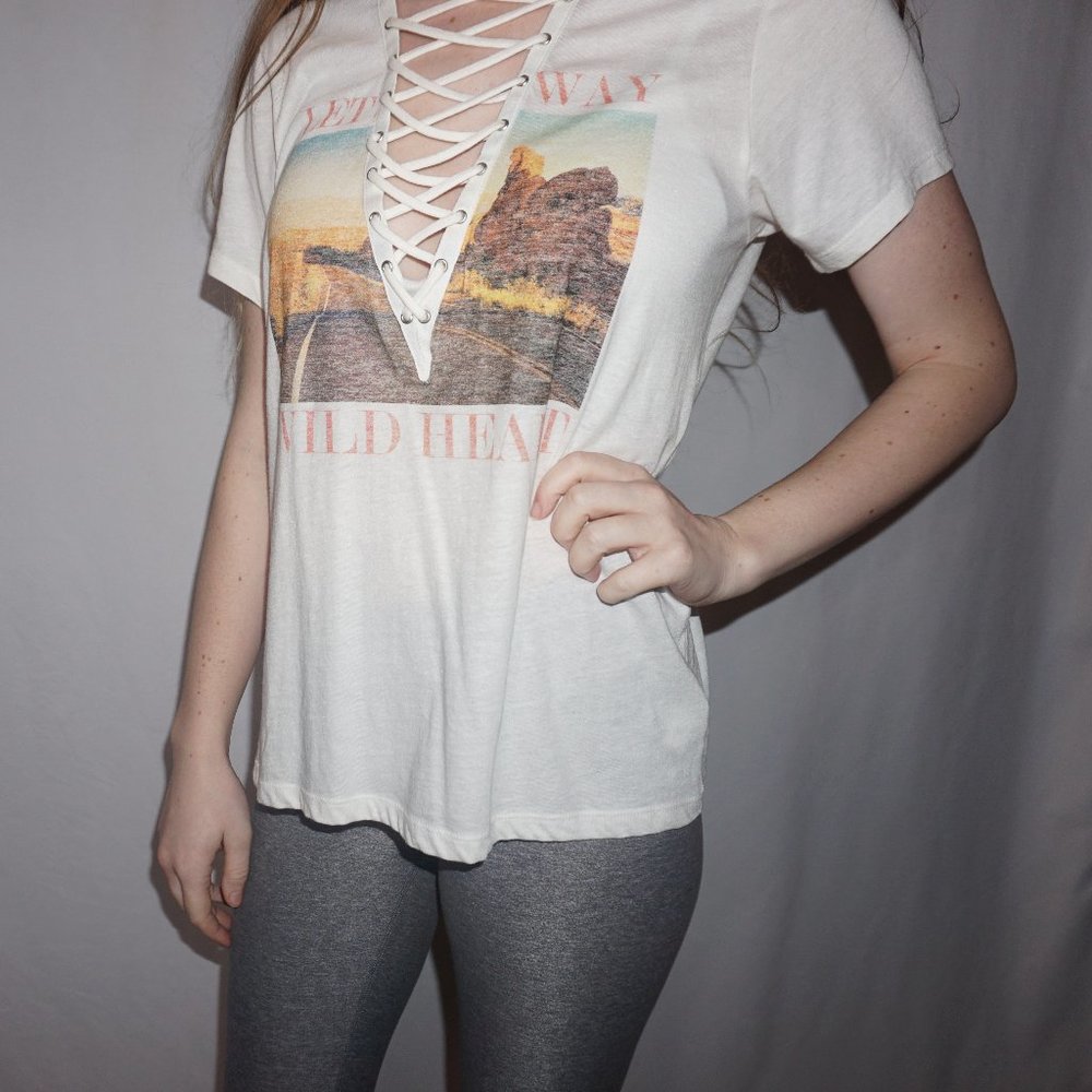 'Wild Heart' Graphic White Cage Top